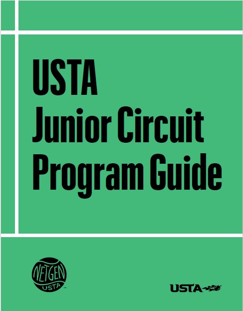 Green cover of the USTA Junior Circuit Program Guide featuring Net Generation and USTA logos.