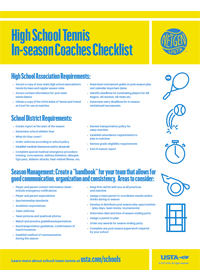 School Team Tennis In-Season Coaches Checklist.