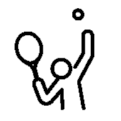 Icon of tennis player serving.