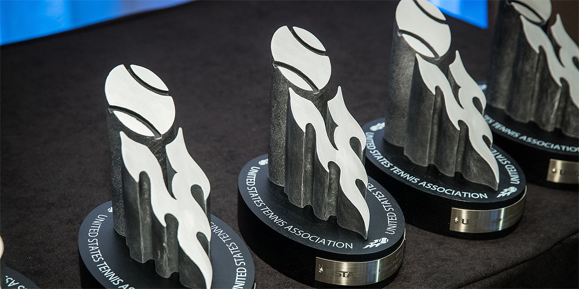 Awards on a table
