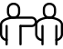Icon of two people with ones hand on the others shoulder
