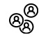 Icon of people in floating bubbles.
