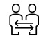 Icon of two people with arrows pointing at both.