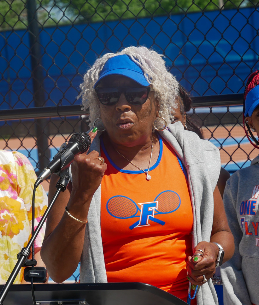 Six new tennis courts were celebrated as part of a ribbon-cutting ceremony at East St. Louis Senior High School.