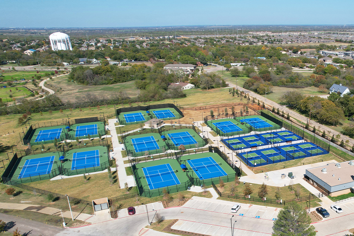 Public tennis courts in Denton, Texas.